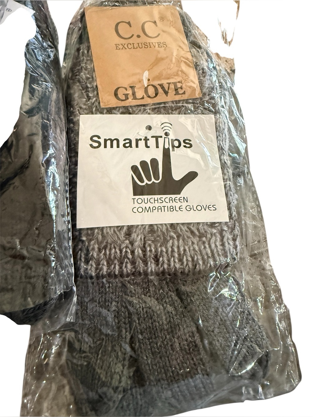 C.C Exclusive SmartTips Touchscreen-Compatible  Gray Gloves NIB